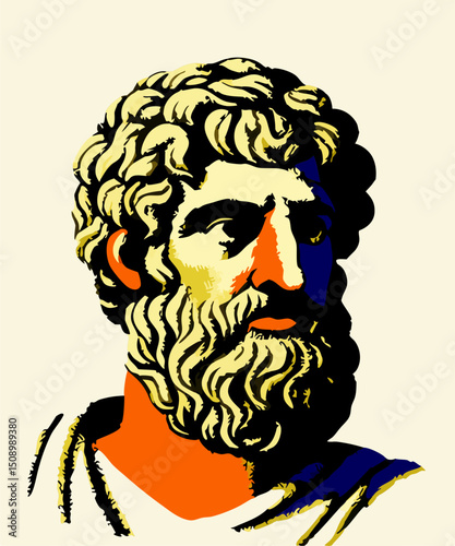 Stylized Portrait of Ancient Greek Philosopher