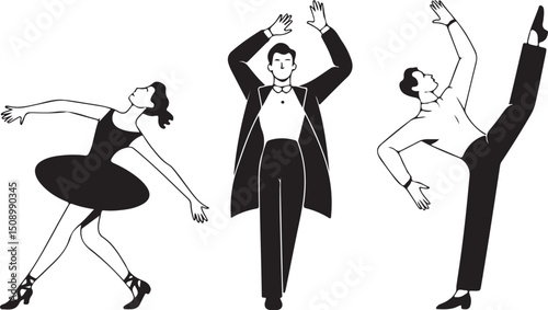 silhouette, vector, dance, people, woman, illustration, dancing, girls, party, black, dancer, music, group, jump, fun, shadow, body, silhouettes, fashion, sport, evolution, disco, art, person, child