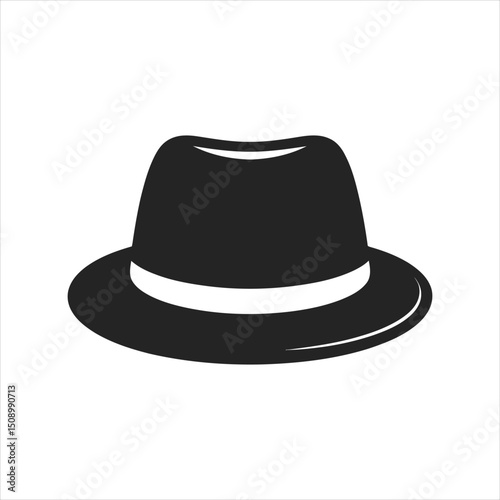 Simple black fedora hat icon illustration