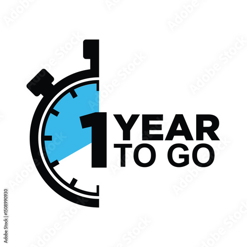 1 year to go last countdown icon. Countdown left days banner. count time vector icon illustration