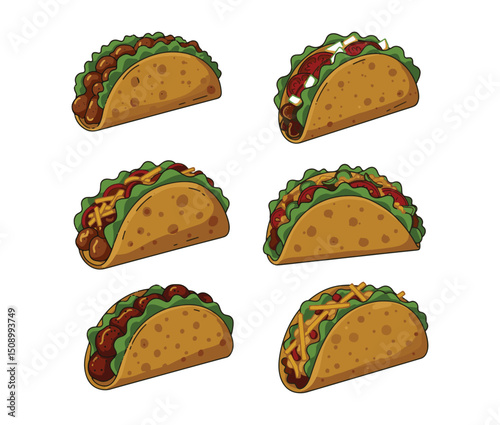 Delicious Tacos A Collection of Six Tasty Taco Illustrations
