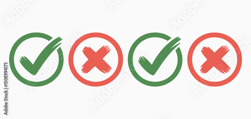 Green Check Marks and Red Cross Marks in Circles