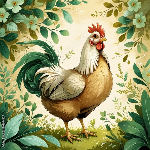 Wallpaper Mural cock and hen Torontodigital.ca