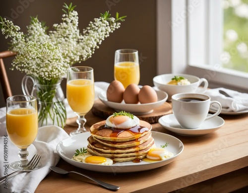 Wallpaper Mural Elegant white and gold table setting: pristine china, gold cutlery, wine glasses, and delicate white orchid or calla lily centerpiece for luxurious fine dining." Torontodigital.ca