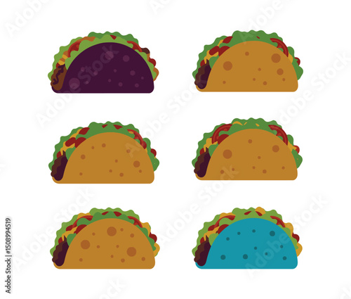 Delicious Taco Illustrations  A Set of Six Colorful Taco Designs Perfect for Menu, Branding, or Website Graphics