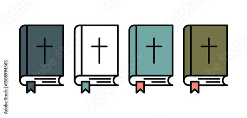 Four Color Variations of a Bible Icon with Cross
