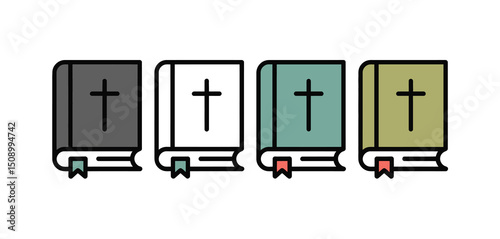 Four Color Variations of a Holy Bible Book Icon