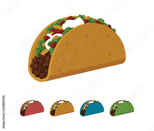 Delicious Taco Illustration A Colorful Collection of Mexican Food Graphics