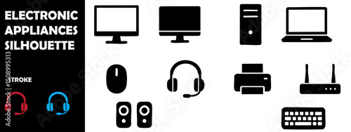 Electronic Appliances Silhouette Set