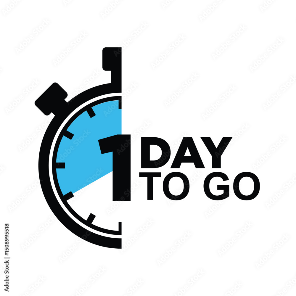 1 day to go last countdown icon. Countdown left days banner. count time vector icon illustration 1 day to go last countdown icon. Countdown left days banner. count time vector icon illustration