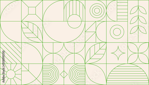 Bauhaus geometric gold line art and art deco background vector. Abstract geometric frame and elegant art nouveau with delicate. Illustration design for invitation, banner, vip, interior, decoration.