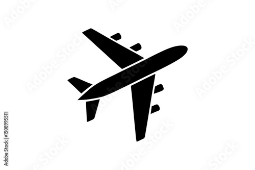 Airplane flying in the sky black silhouette