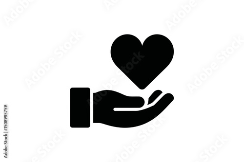 Hand holding a heart symbol in black art