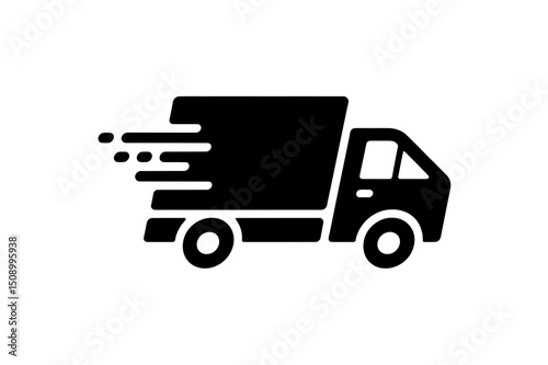 Black silhouette of a delivery truck icon