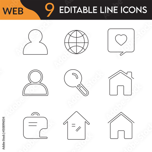 Flat Line Icons for Web Design – Stylish and Simple.
