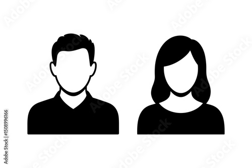 Man and woman avatar profile silhouettes