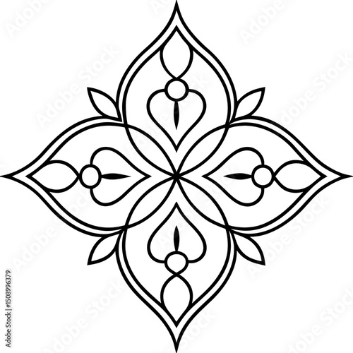 Geometric Damask Motif with Balanced Ornamental Lines