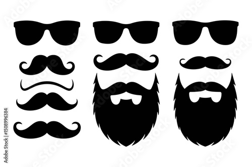 Assorted glasses beards and mustaches set