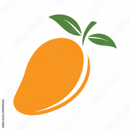 Minimalist Mango Fruit Vector Logo.