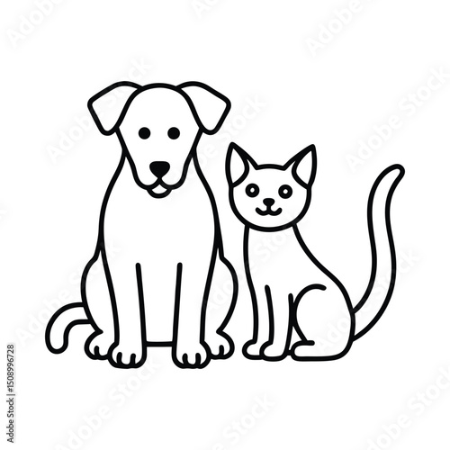 Best Friends Cute Cartoon Dog and Cat Illustration. 