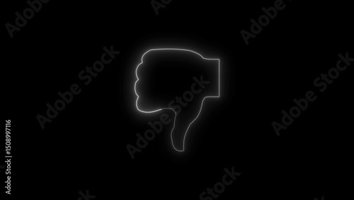 Glowing Thumbs Down Symbol on Black Background for Social Media Feedback