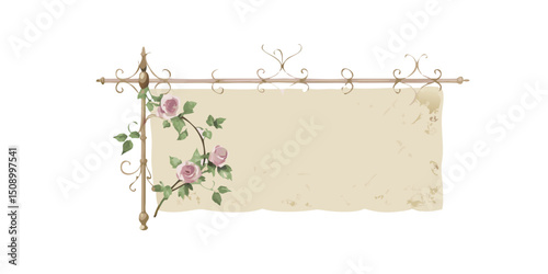 Vintage floral divider with elegant scroll designs and roses  