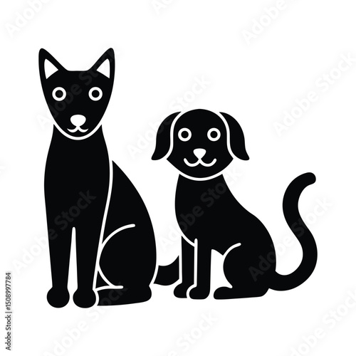 Best Friends Cute Cartoon Dog and Cat Illustration. 