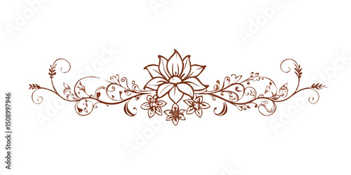 Ornamental floral divider with henna-style lotus design  
