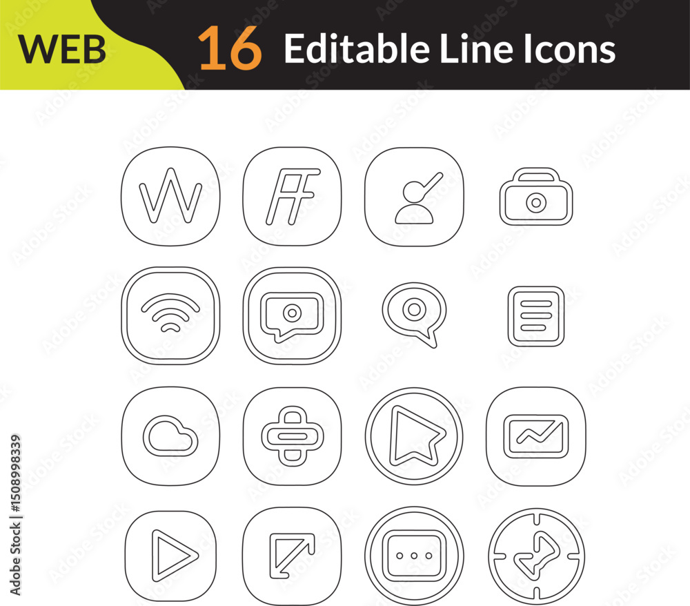 Fototapeta premium Thin Line Web Icons Collection – SEO, UI, Mobile Ready.
