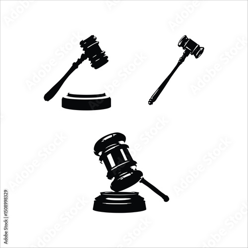 Gavel auction judge court law legal justice hammer courtroom symbol authority decision silhouette vector art