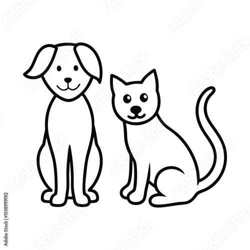 Best Friends Cute Cartoon Dog and Cat Illustration. 