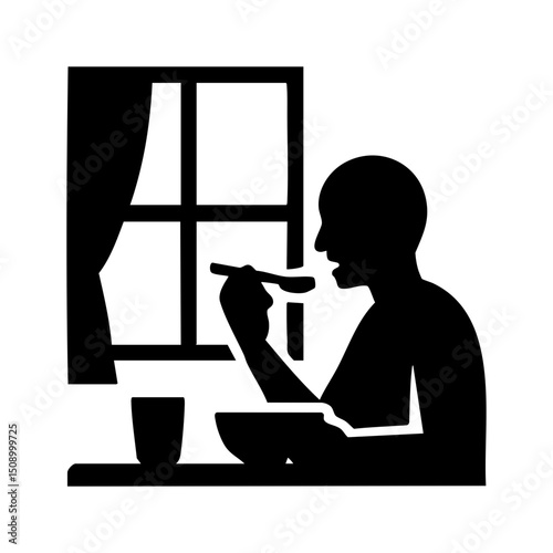 Mindful eating icon by window light