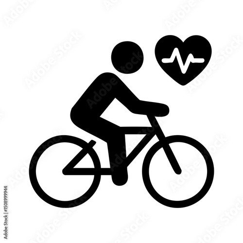 Cycling heart rate tracking fitness icon