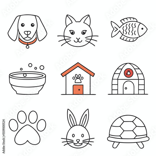 Pet Care & Animal Food Icons