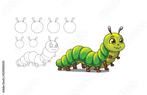 Learn to Draw a Cute Cartoon Caterpillar Step-by-Step Guide for Beginners