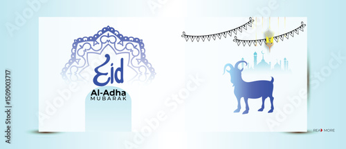Eid al adha banner design bright colors. Eid Al Adha greeting card, template