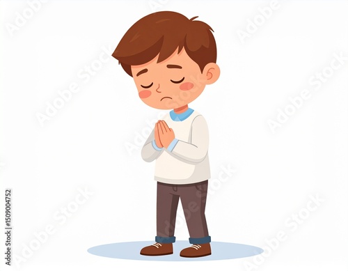 Peaceful Cartoon Boy Praying