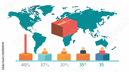 A box and whisker plot depicting the distribution of age groups a international tourists in a specific country.. Vector illustration