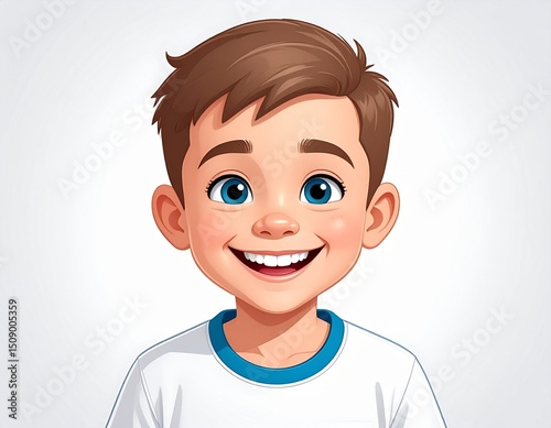 Smiling Cartoon Boy Portrait
