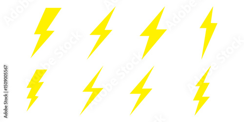 Lightning icon set. Electric icon vector. Power icon. Thunder charging power for electricity energy sign. Variety Design.