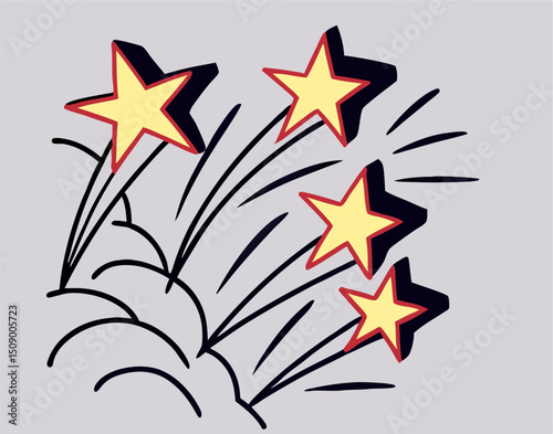 Shooting Stars Comic Book Style Illustration
