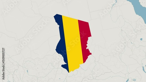 Chad Country Map with National Flag Colors