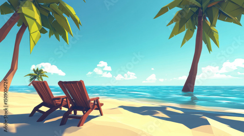two beach chairs facing the ocean