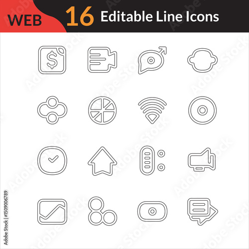 Line Icons for Websites – Navigation, UI, UX Elements.