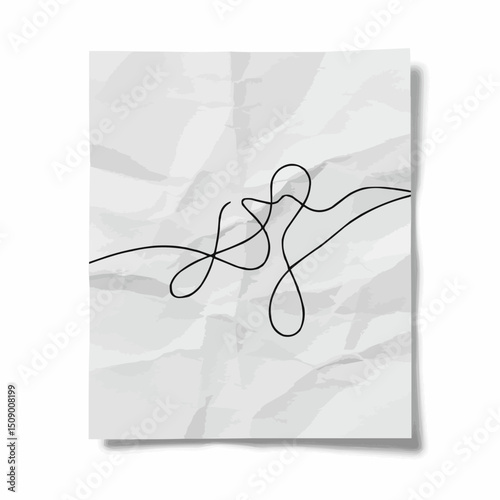 A single line drawing of a bird on a crumpled paper background, a symbol of artistic expression and minimalistic design. This piece creates a captivating visual with its simplicity.