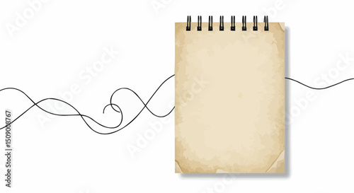 Vintage spiral notepad with a decorative twine design. The notepad is blank, offering space for your message or design.