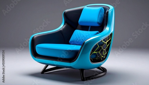 blue leather armchair