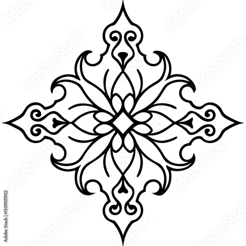 Byzantine-Inspired Damask with Ornamental Symmetry
