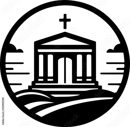 sketch vector illustration silhouette design icon logo symbol chapel tomb christian classic vintage