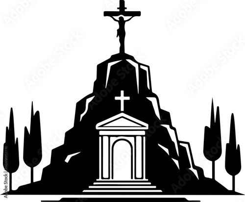 sketch vector illustration silhouette design icon logo symbol chapel tomb christian classic vintage